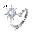 Bague rotative soleil anti-stress avec pierre de lune et gravure You are my sunshine - Style Pierre de Lune Soleil(KL-03623)