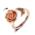 Rotating rose flower anxiety ring in rose gold with You Are My Sunshine engraving - Rose Leaf Style(KL-0016511)