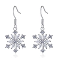 Boucles d'oreilles flocon argentées avec zircons étincelants coupe marquise et ronde - Zircone Blanche