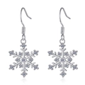 Boucles d'oreilles flocons de neige argentées avec zircons cubiques scintillants - Zircone Blanche