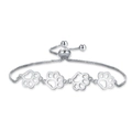 Adjustable silver box chain bracelet featuring four hollow pet paw print charms - Silver (XL0091)