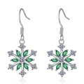 Boucles d'oreilles flocon de neige avec zircons verts et blancs et fini argent - Zircon Vert