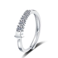 Zarter verstellbarer Sternring aus Silber mit glänzenden Zirkonia für Damen - Einstellbar Offen / Weißer Zirkonia