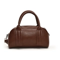 Bolso Boston marrón clásico con asas y correa de hombro ajustable para mujer - Cuero PU Marrón