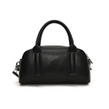 Bolso Boston clásico en cuero negro con textura granulada y correa ajustable - Cuero PU Negro