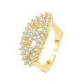 Elegante anello regolabile placcato oro con pavé di zirconi scintillanti - Aperto Regolabile / Oro + Zircone bianco