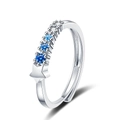 Verstellbarer Silbersternring mit blauen Edelsteinen im Farbverlauf und Zirkonia - Einstellbar Offen / Blauer Farbverlauf Zirkonia