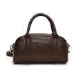 Bolso Boston marrón oscuro en ante sintético con asas dobles y correa de hombro - PU Café