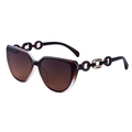Occhiali da sole cat-eye con lenti sfumate marroni e astine a catena dorata alla moda - Tè Scuro Polarizzato Sfumato Marrone Grigio (C4)