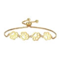 Adjustable golden box chain bracelet featuring four hollow cat paw pendants for women - Gold (XL0091)