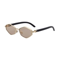 Polygonale zonnebril met goudkleurig metalen montuur en lichtbruine glazen voor dames - Gouden Frame Bruin (C5)