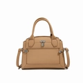 Sac à main minimaliste en cuir grainé kaki avec ferrures argentées et bandoulière - Khaki