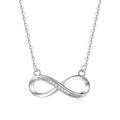 Collier symbole infini argenté avec cristaux scintillants sur une fine chaîne en O - Or Blanc