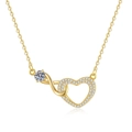 Halskette mit Unendlichkeitssymbol und Herz in Gold mit funkelnden Zirkonia-Steinen - Gold