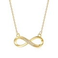 Collier élégant symbole infini doré avec pavé de zircons sur chaîne délicate - Or