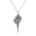 Collier avec pendentif coquillage vintage en argent avec texture réaliste et chaîne fine - Argenté Vintage