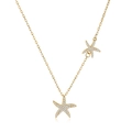 Elegant gold starfish necklace with pavé cubic zirconia on a delicate cable chain - Gold