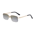 Men's square half-frame sunglasses with gold metal frame and grey gradient lenses - Light Gold (C4K金443镀浅金)