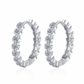 Elegante S925 Sterling Silber Huggie Creolen mit funkelnden weißen Zirkonsteinen - Weißgold