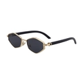Veelhoekige zonnebril met goudkleurig metalen montuur en donkere glazen voor trendy look - Gouden Frame Volledig Grijs (C1)