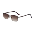 Square frame sunglasses with brown gradient lenses and gunmetal frame for men and women - Dark Brown (C3深茶茶灰)