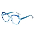 Montatura per occhiali a poligono occhio di gatto da donna con sfumatura blu moda - Sfumato Blu-Verde Trasparente (C3)