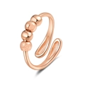 Anello regolabile anti ansia oro rosa con quattro perline rotanti lucide e opache - Aperto Regolabile / Oro rosa