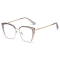 Montatura occhiali da vista cat-eye da donna con stanghette in metallo dorato - Oro Rosa Grigio (C2)