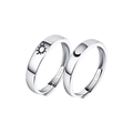Adjustable S925 silver sun and moon couple rings with I Love You internal engraving - Adjustable Open / White Gold (Pair)