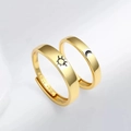 Minimalist adjustable gold plated sun and moon couple rings with I Love You engraving - Adjustable Open / Gold Color (Pair)