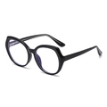 Montatura per occhiali nera poligonale oversize con finitura lucida e stanghette sottili - Nero Lucido (C1)