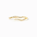 Eleganter goldener Wellenring mit Zirkonia-Besatz im minimalistischen Doppel-S-Kurven-Design - Einstellbar Offen / Gold