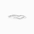 Minimalistischer doppelt gewellter verstellbarer Ring mit Zirkonia-Einlagen in Silber - Einstellbar Offen / Weißgold