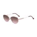Occhiali da sole poligonali oro rosa da donna con lenti sfumate viola rosa e tagli geometrici - Montatura Oro Rosa/Sfumatura Tè Rosa