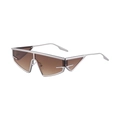 2025 trendy punk cat eye zonnebril met zilveren montuur en bruine glazen glazen - Mat Zilver Verloop Bruin
