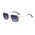 Retro square sunglasses with gold metal temples and gradient lenses on white background - Gold Frame Double Gray Lens (C2)