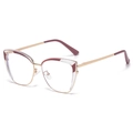 Montatura occhiali cat-eye in metallo dorato con finiture rosso scuro elegante - Oro Rosa Viola (C3)