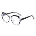 Montatura occhiali geometrica in acetato nero e trasparente per donne moda - Nero Trasparente Giuntura (C4)