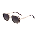 Retro square sunglasses with golden metal frame and brown gradient lenses for men - Gold Frame Tea Gray Lens (C3)
