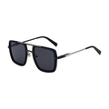 Fashionable square frame sunglasses for men with retro double bridge design in black - C1 Silver Black Frame Gray Lens