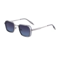 Lunettes de soleil carrées en métal argenté avec verres dégradés bleu-gris et punk - Monture Argentée Verres Gris Bleu (C5)