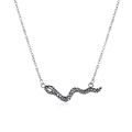 Collar con colgante de serpiente retro con escamas negras en cadena plateada estilo hip-hop - Plata - Estilo Retro (XL0091)