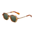 Vintage tortoiseshell polarized sunglasses with gold engraved metal temples on white background - Tortoise Gold Frame G15 Green Lens (C6)