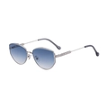 Occhiali da sole poligonali con montatura in metallo argento e lenti sfumate blu - Montatura Argento Lenti Sfumate Blu