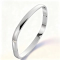 Bracciale rigido minimalista in acciaio inossidabile argento lucido da 8 mm con chiusura - Stile Arco Quadrato 8mm / Color Acciaio