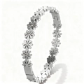 Bracelet marguerite en acier inoxydable poli avec oxydes de zirconium pour femmes - Bracelet Marguerite en Acier Argenté avec Strass (43甲-E-6)