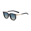 Gafas de sol negras cuadradas con patillas de aleación de zinc y lentes degradadas - C2 Negro Brillante Oro Azul Marrón Degradado