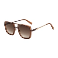Fashion square sunglasses with tea frame, gradient brown lenses and double bridge design - C5 Gold Coffee Frame Brown Lens