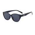 Klassische schwarze Cateye-Sonnenbrille mit polarisierten Gläsern und silbernem Logo-Bügel - Glänzendes Schwarz (C1)