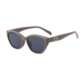 Cat-Eye Polarisierte Sonnenbrille in Taupe mit Kristall-Buchstaben am Brillenbügel - Dunkelgraugrün (C3)